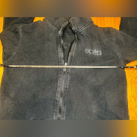 BCBG Max Azria Black Rhinestone Crown Zip Jacket Size S Y2K Glam Streetwear - Picture 9 of 10